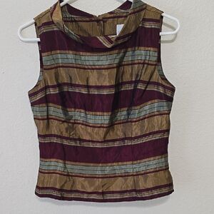 Scarlett Fitted Red and Gold Tank Top with Bib Collar